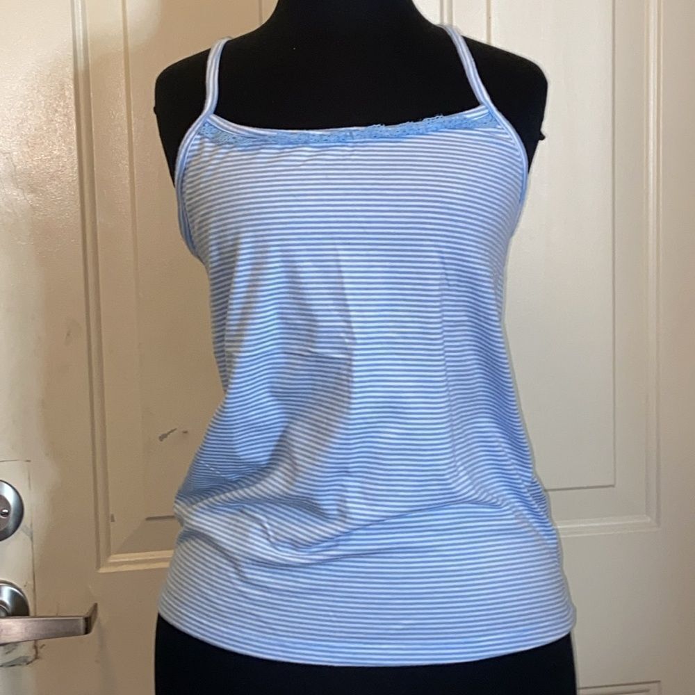 New No Tag White and Blue Backless Sleeveless Camisole Top Size M (8-10)